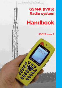 Handbook GSM-R (IVRS) Radio system RS/520 Issue 1