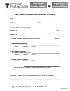 Authorization for Transfer within the Whitacre College of Engineering