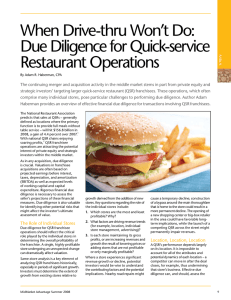 When Drive-thru Won’t Do: Due Diligence for Quick-service Restaurant Operations
