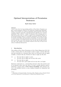 Optimal Interpretations of Permission Sentences Kjell Johan Sæbø