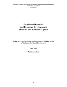 Population Dynamics and Economic Development:  Elements of a Research... Final Working Group Report