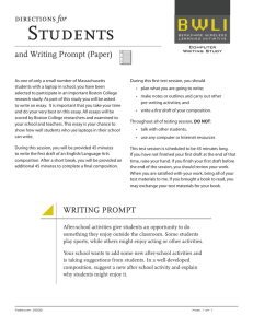 Students directions for  and Writing Prompt (Paper)