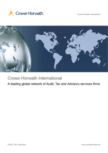 Crowe Horwath International Audit | Tax | Advisory www.crowehorwath.net
