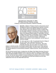 Kenneth Arrow | November 13, 2012 1972 Nobel Economic Sciences Laureate
