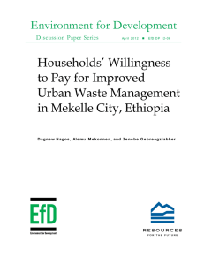 Environment for Development Households’ Willingness to Pay for Improved Urban Waste Management