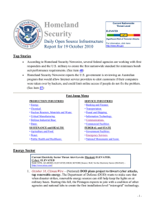 Homeland Security Daily Open Source Infrastructure Report for 19 October 2010
