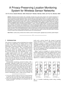 A Privacy-Preserving Location Monitoring System for Wireless Sensor Networks Student Member, IEEE,
