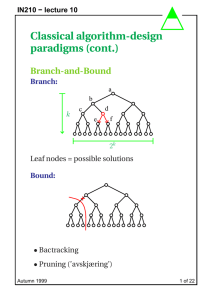 Classical algorithm-design paradigms (cont.) Branch-and-Bound Branch: