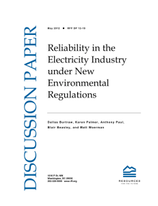 Reliability in the Electricity Industry under New