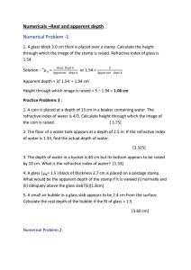 Numericals –Real and apparent depth Numerical Problem -1