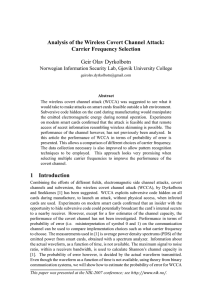 Analysis of the Wireless Covert Channel Attack: Carrier Frequency Selection