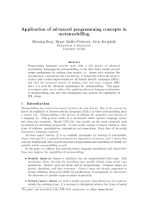 Application of advanced programming concepts in metamodelling Department of Informatics
