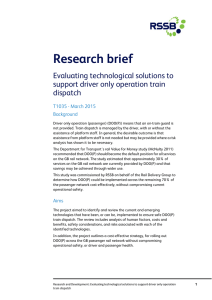 Research brief Evaluating technological solutions to support driver only operation train dispatch