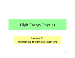 High Energy Physics Lecture 3: Kinematics of Particle Reactions 1