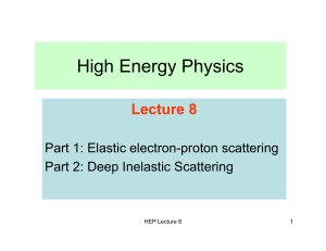 High Energy Physics Lecture 8 Part 1: Elastic electron-proton scattering