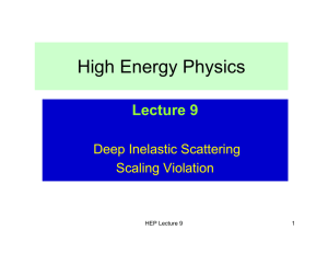High Energy Physics Lecture 9 Deep Inelastic Scattering Scaling Violation