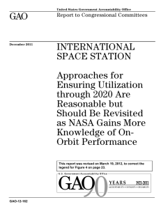 GAO INTERNATIONAL SPACE STATION Approaches for