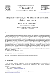 Regional policy design: An analysis of relocation, efﬁciency and equity