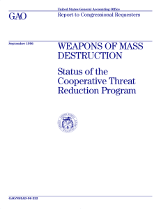 GAO WEAPONS OF MASS DESTRUCTION Status of the