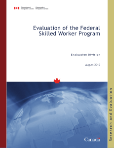 Evaluation of the Federal Skilled Worker Program n o