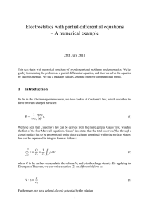 Electrostatics with partial differential equations – A numerical example 28th July 2011