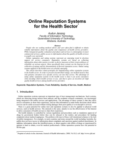 Online Reputation Systems for the Health Sector  *