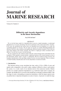 MARINE RESEARCH Journal of Diffusivity and viscosity dependence in the linear thermocline