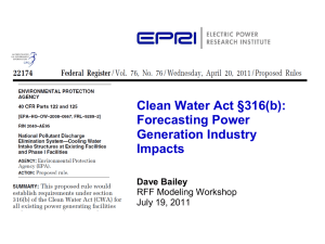 Clean Water Act §316(b): Forecasting Power Generation Industry Impacts