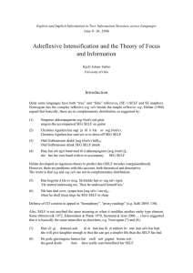 Adreflexive Intensification and the Theory of Focus and Information Introduction