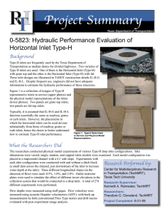 Project Summary 0-5823: Hydraulic Performance Evaluation of Horizontal Inlet Type-H Background