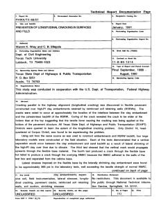 Technical  Report  Documentation  Page FHWA/TX-88/01 January,  1991