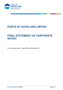 PORTS OF AUCKLAND LIMITED FINAL STATEMENT OF CORPORATE INTENT