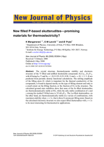 New Journal of Physics New filled P-based skutterudites—promising materials for thermoelectricity? K Mangersnes