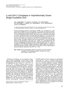 Li and OH-Li Complexes in Hydrothermally Grown Single-Crystalline ZnO