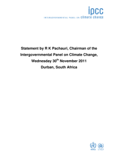 Statement by R K Pachauri, Chairman of the Wednesday 30 November 2011