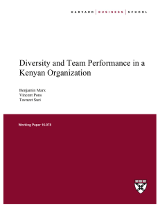 Diversity and Team Performance in a Kenyan Organization  Benjamin Marx