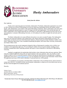 Husky Ambassadors Letter from the Advisor