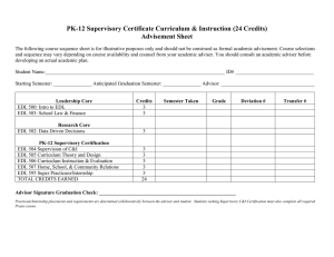PK-12 Supervisory Certificate Curriculum &amp; Instruction (24 Credits) Advisement Sheet