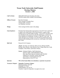 Texas Tech University Staff Senate Meeting Minutes October 1, 2008