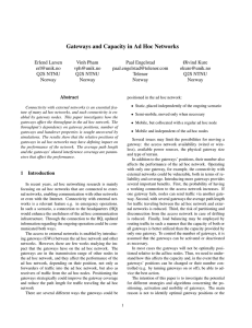 Gateways and Capacity in Ad Hoc Networks