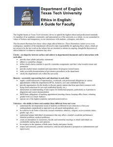 Department of English Texas Tech University Ethics in English: A Guide for Faculty