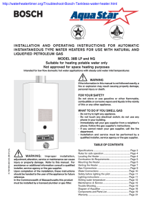 I N STALLATION  AN D  OPE RATI NG ... INSTANTANEOUS TYPE WATER HEATERS FOR USE WITH NATURAL AND