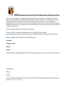 2016 Bloomsburg University Women’s Recognition Nomination Form