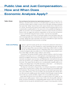 Public Use and Just Compensation: How and When Does Economic Analysis Apply?