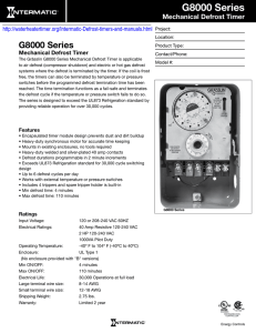 G8000 Series  Mechanical Defrost Timer