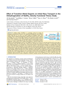 ﬀect of Transition Metal Dopants on Initial Mass Transport in... E Dehydrogenation of NaAlH : Density Functional Theory Study