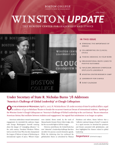 winston UPDATE O Under Secretary of State R. Nicholas Burns ’78 Addresses