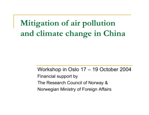 Mitigation of air pollution and climate change in China Financial support by