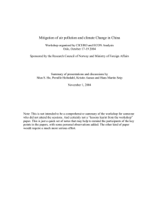 Mitigation of air pollution and climate Change in China