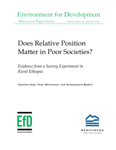 Environment for Development Does Relative Position Matter in Poor Societies?